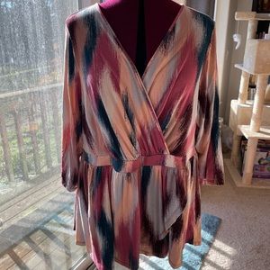 Torrid abstract faux wrap shirt